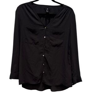 H&M Elegant Black V-Neck Blouse Women’s Size 2